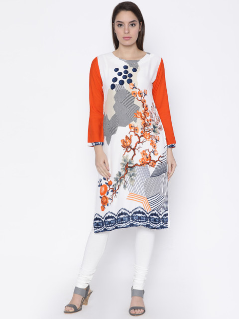 

Soch Women White Printed Straight Kurta
