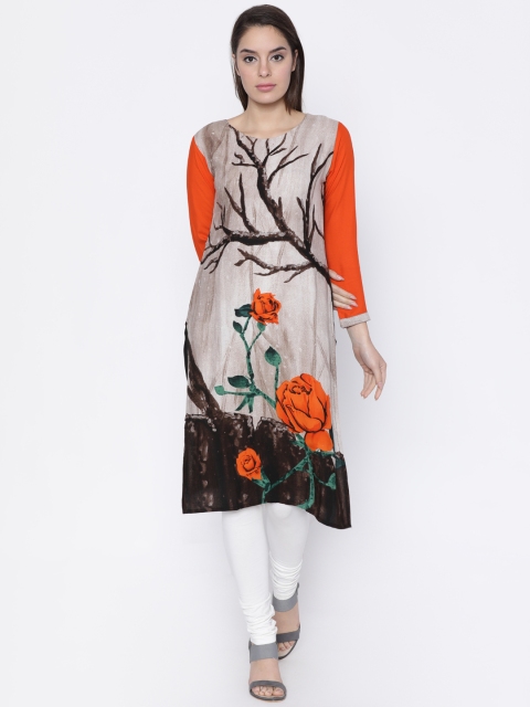 

Soch Women Beige Printed Straight Kurta
