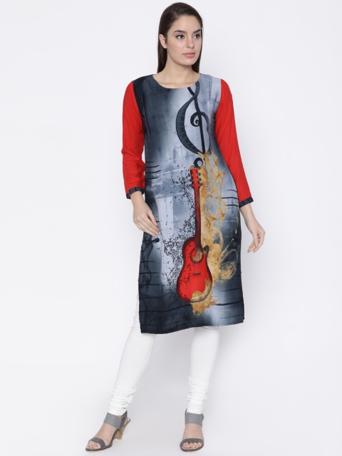 

Soch Women Black & Red Printed A-Line Kurta