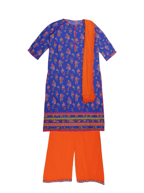 

Biba Girls Blue & Solid Kurta with Palazzos & Dupatta