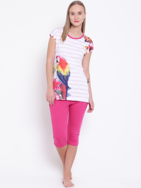 

Sweet Dreams White & Pink Printed Night Suit 2230A7