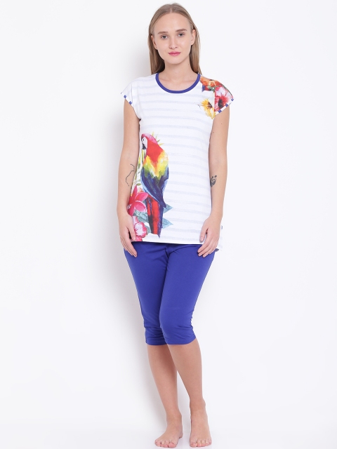

Sweet Dreams White & Blue Printed Night Suit 2230A7