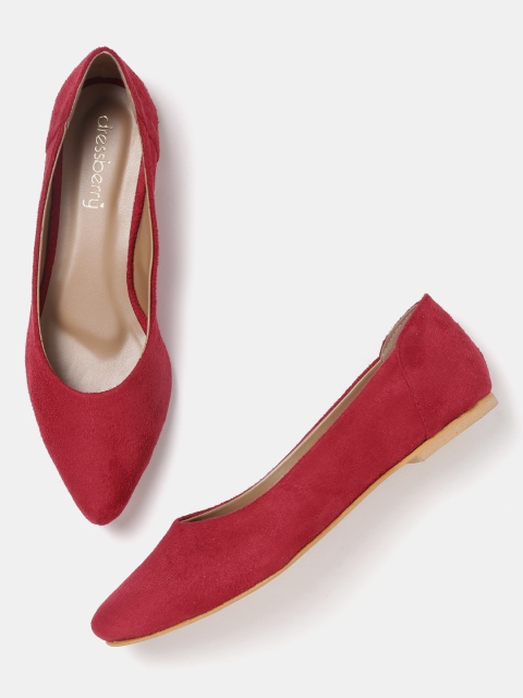 

DressBerry Women Red Solid Synthetic Ballerinas