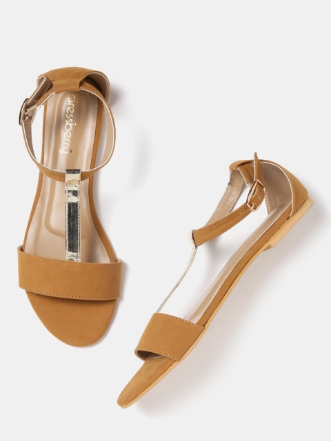 

DressBerry Women Tan Brown Solid Flats