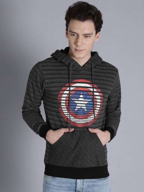 

Kook N Keech Marvel Men Charcoal Printed Hooded Sweatshirt