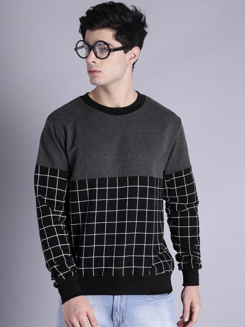 

Kook N Keech Men Black & Charcoal Checked Sweatshirt