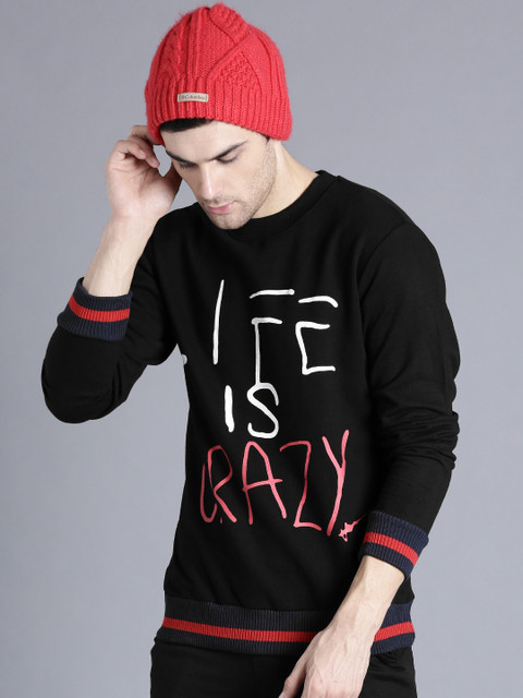 

Kook N Keech Men Black Printed Sweatshirt