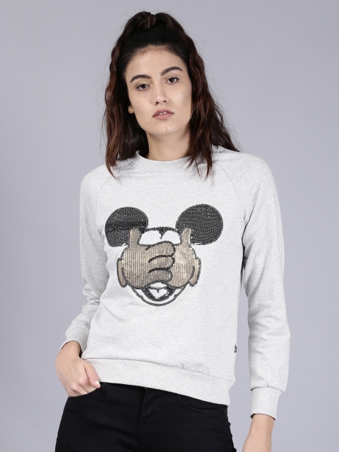 

Kook N Keech Disney Women Grey Melange Printed Sweatshirt