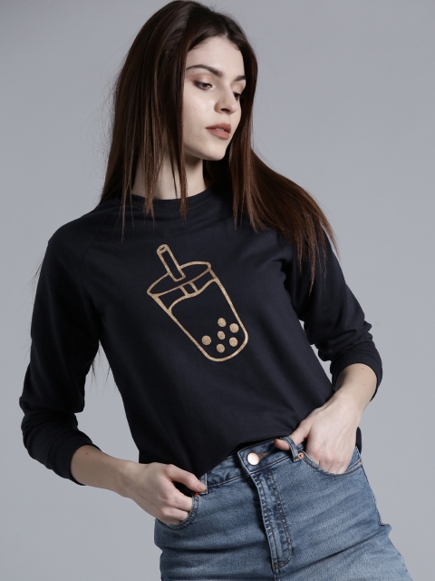 

Kook N Keech Women Navy Blue Printed Sweatshirt