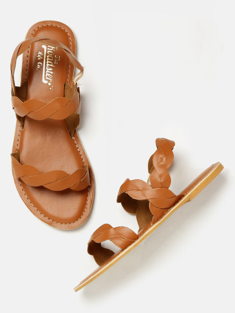 

Roadster Women Brown Solid Synthetic Open Toe Flats