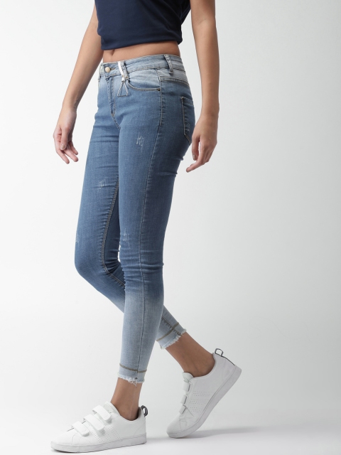 

Mast & Harbour Women Blue Regular Fit Mid-Rise Low Distress Stretchable Jeans