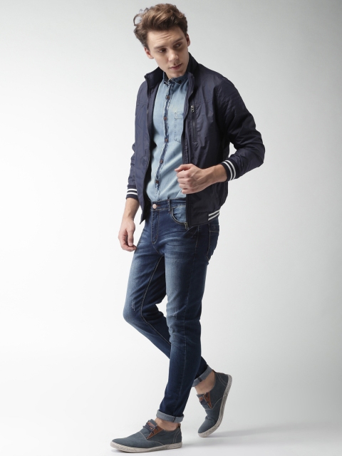 

Mast & Harbour Men Blue Skinny Fit Mid-Rise Low Distress Stretchable Jeans
