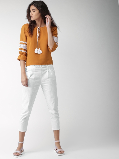 

Mast & Harbour Women Mustard Yellow Solid Top