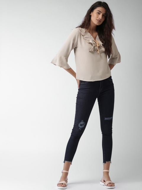 

Mast & Harbour Women Beige Solid Top