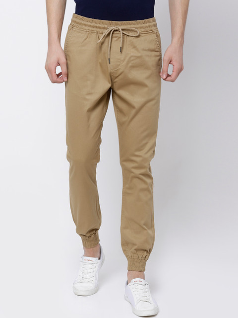 

LOCOMOTIVE Men Khaki Slim Fit Solid Joggers