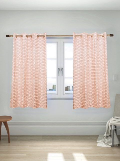 

House This Peach-Coloured & White Set of 2 Printed Regular Window Curtains