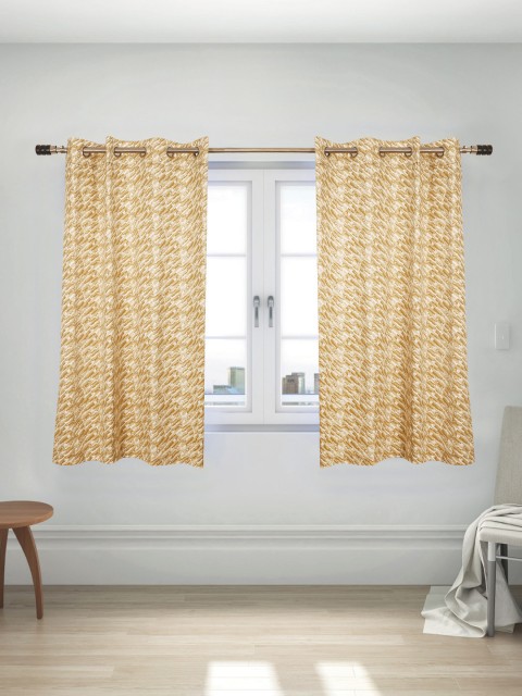 

House This Beige Set of 2 Printed Regular Window Curtains