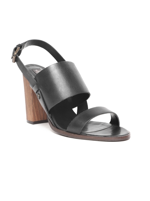 

Superdry Women Black Solid Leather Sandals
