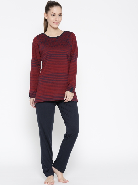 

Sweet Dreams Maroon & Navy Striped Night Suit 2271G7