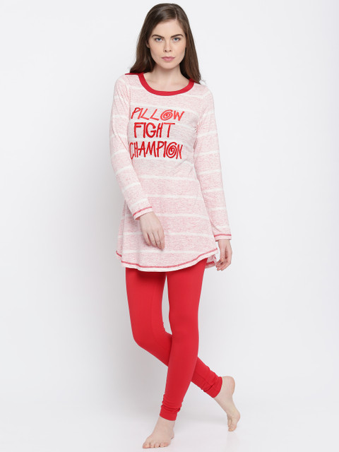 

Sweet Dream Off-White & Red Printed Night Suit 2286G7