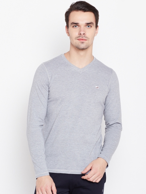 

Sweet Dreams Men Grey Melange Solid V-Neck T-shirt