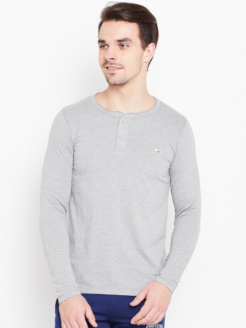 

Sweet Dreams Men Grey Solid Henley Neck T-shirt