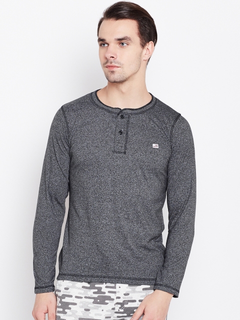 

Sweet Dreams Men Grey Melange Solid Henley Neck T-shirt