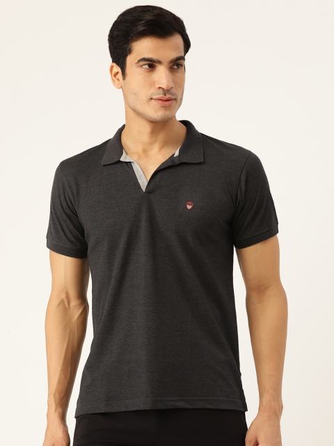 

Sweet Dreams Men Charcoal Grey Solid Polo Collar Lounge T-shirt