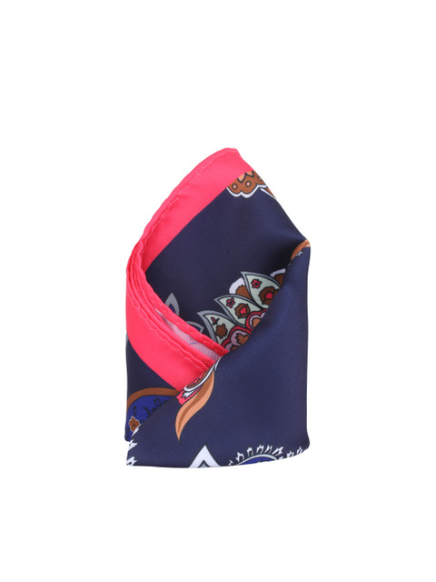 

Alvaro Castagnino Navy Printed Pocket Square, Navy blue