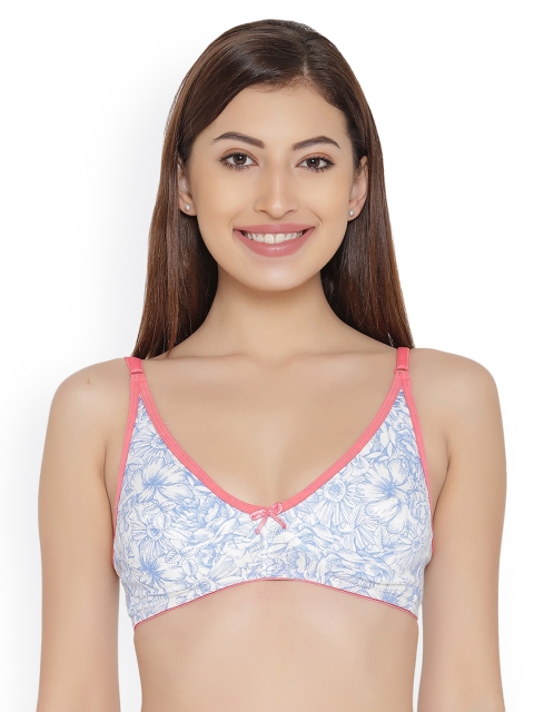 

Clovia White & Blue Printed Non-Wired Non Padded Everyday Bra