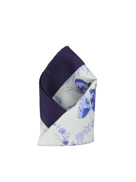 

Alvaro Castagnino Navy & Off-White Printed Pocket Square, Navy blue