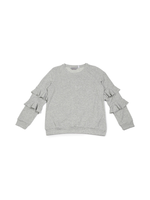 

DOROTHY PERKINS Women Petite Grey Melange Solid Sweatshirt