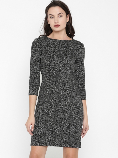 

U.S. Polo Assn. Women Women Black Self Design Sheath Dress
