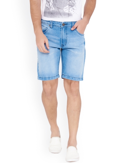

IVOC Men Blue Washed Slim Fit Denim Shorts