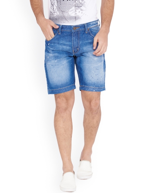 

IVOC Men Blue Washed Slim Fit Denim Shorts