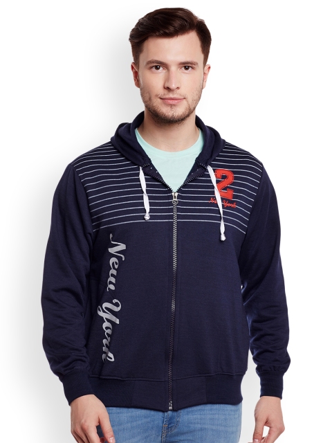 

VIMAL Men Navy Blue Printed Hooded Sweatshirt