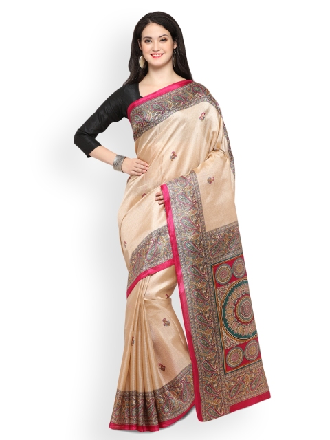 

Saree mall Beige Art Silk Printed Saree