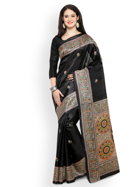 

Saree mall Black Art Silk Saree