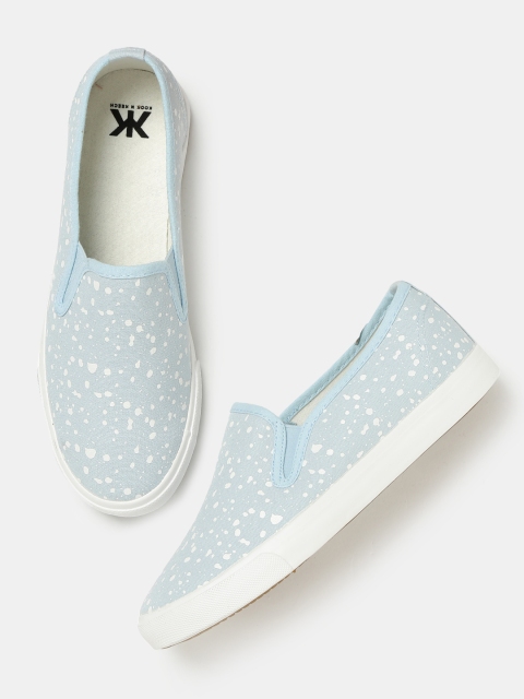 

Kook N Keech Women Blue Printed Slip-On Sneakers