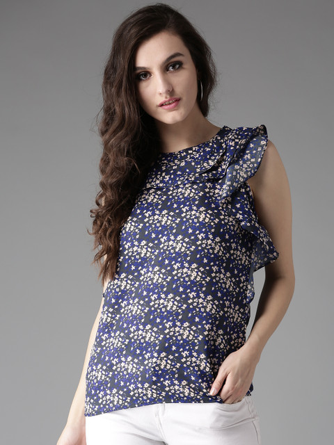 

HERE&NOW Women Blue Printed Top