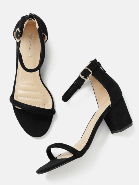 

Mast & Harbour Women Black Solid Sandals