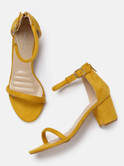 

Mast & Harbour Women Mustard Yellow Solid Sandals
