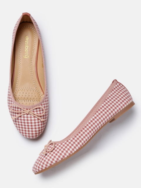 

DressBerry Women Pink & White Checked Synthetic Ballerinas