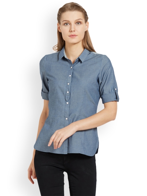 

Kraus Jeans Women Blue Slim Fit Solid Casual Shirt