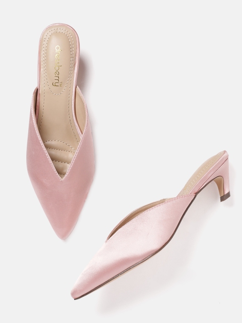 

DressBerry Women Pink Solid Mules