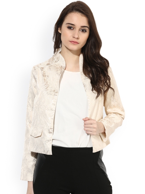 

Kazo Women Cream-Coloured Self-Design Open Front