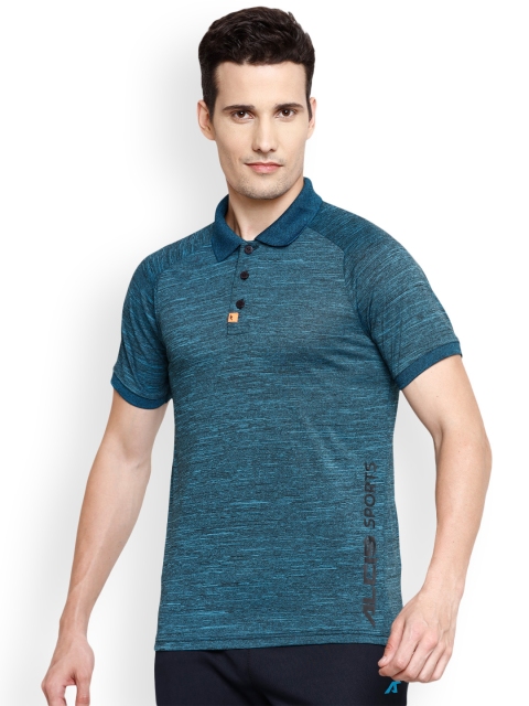 

Alcis Men Blue Self Design Polo Collar T-shirt