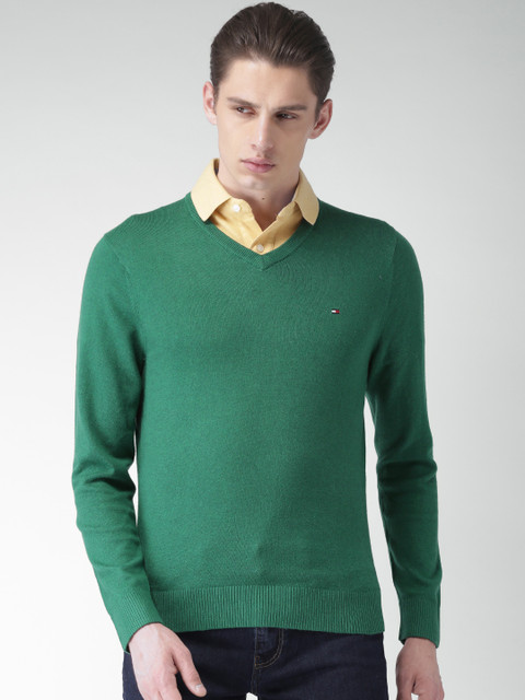 

Tommy Hilfiger Men Green Solid Pullover