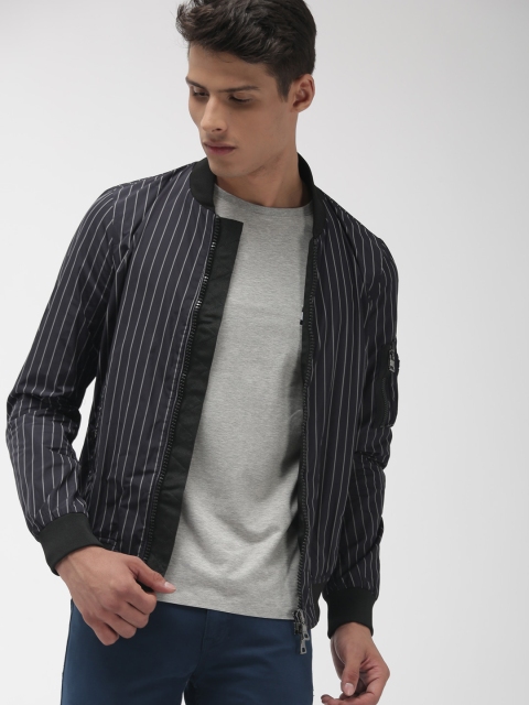 

Tommy Hilfiger Men Blue Striped Bomber Jacket