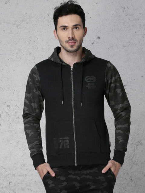 

Ecko Unltd Men Black Slim Fit Printed Hooded Sweatshirt